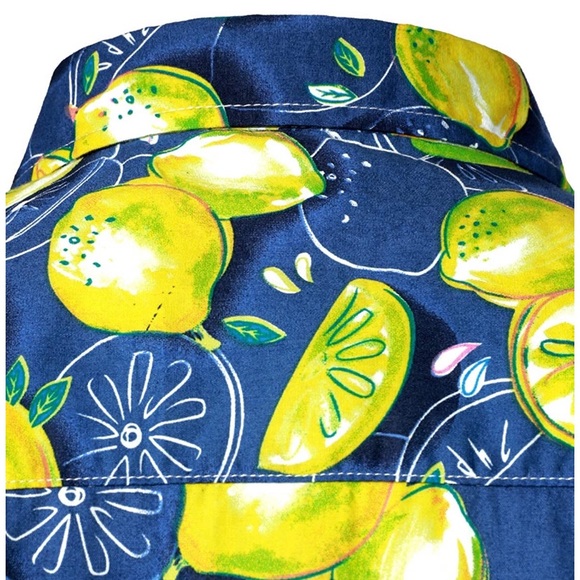 Cotton Button DownShort Sleeve Shirt Blue Lemon 🍋 - Picture 4 of 7